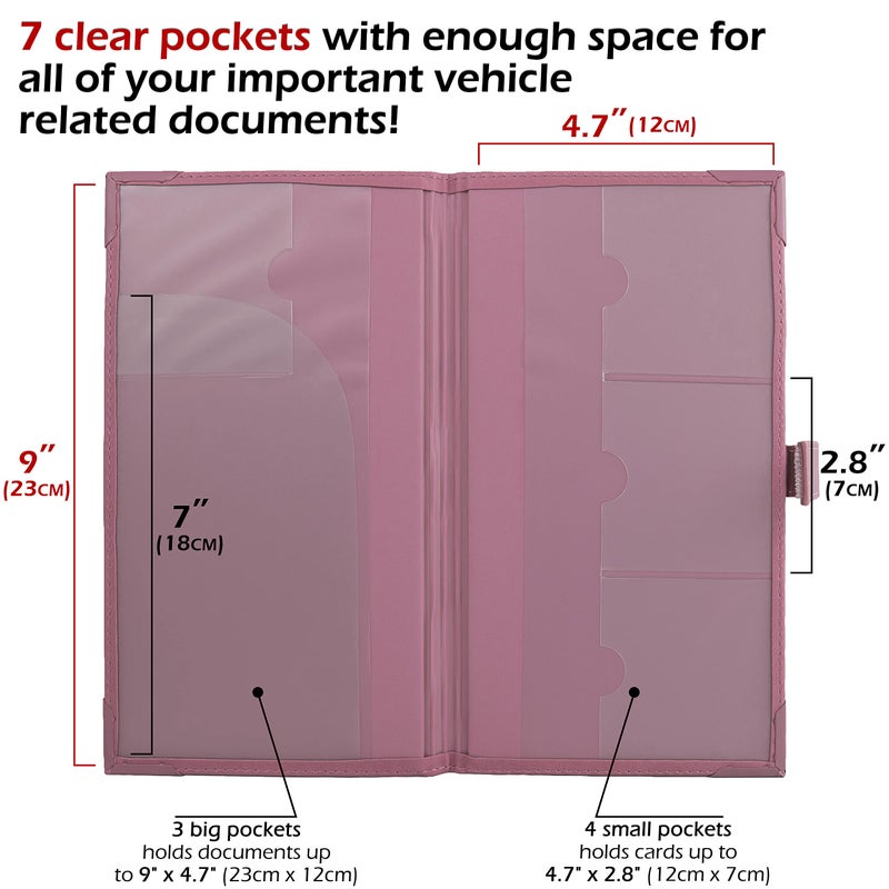 PlusXpres Auto Insurance and Registration Card Holder - Vehicle Glove Box Document Organizer - Car Essential Paperwork Holder for DMV  AAA  Contact Information Cards - Premium PU Leather Wallet Case - Purple - Image 2